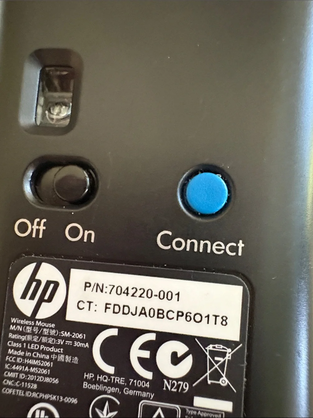 HP wireless optical mouse HP SM2061 -No USB